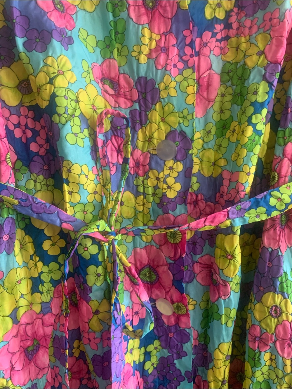 Super Funky Flower Power ✌️ Vintage Sears 60’s 70’s Crepe Floral Dress Medium - Picture 5 of 9